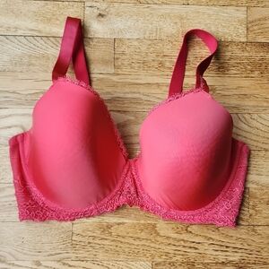 (38D) Calvin Klein Underwear Coral Pink Bra with Adjustable Straps Lacey Girly